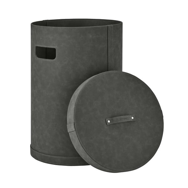 Ciemnoszary kosz na pranie ze sztucznej skóry Sahla M – Blomus-image-2