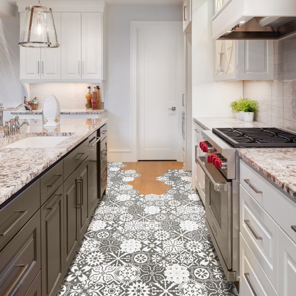 Zestaw 10 naklejek na podłogę Ambiance Hexagons Rosito, 20x18 cm-image-1