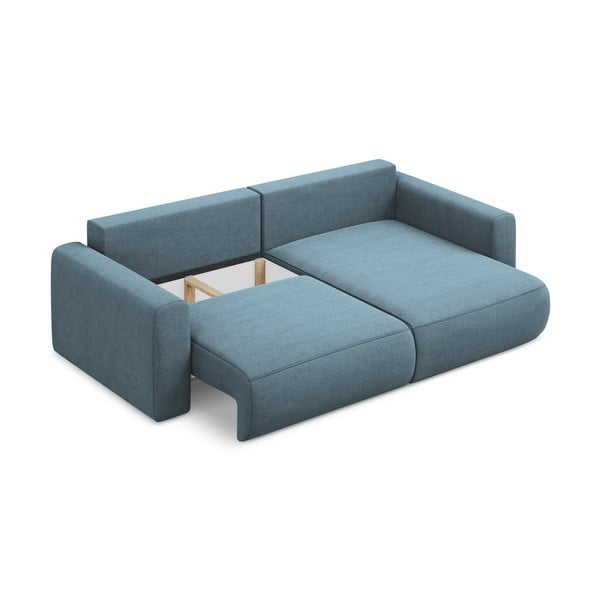 Jasnoniebieski rozkładany/ze schowkiem narożnik (prawostronny/z szezlongiem) Kapua – Makamii-image-4
