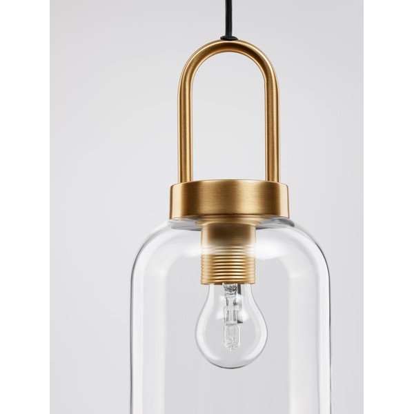 Szklana lampa wisząca w kolorze mosiądzu ze szklanym kloszem ø 15,5 cm Irvine – Nova Luce-image-1