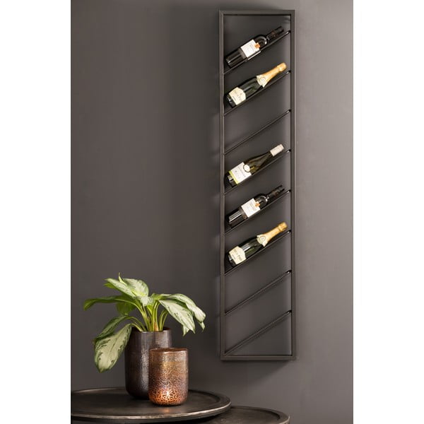 Czarny wiszący metalowy regał na wino liczba butelek 8 36x160x6 cm Malbeo – Light & Living-image-1