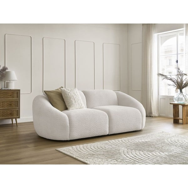 Biała sofa z materiału bouclé 230 cm Tina – Bobochic Paris-image-1