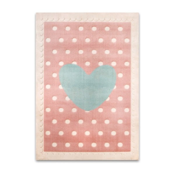 Różowo-niebieski dywan dziecięcy Heart, 133x190 cm