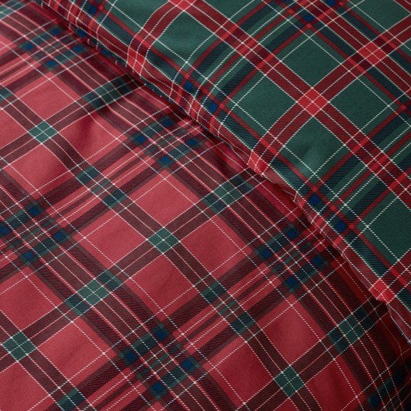 Czerwona/ciemnozielona pościel jednoosobowa 135x200 cm Tartan Check – Catherine Lansfield-image-2