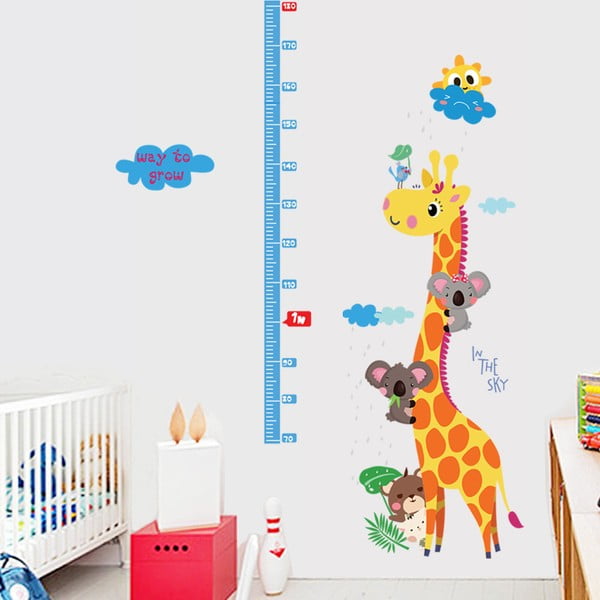 Naklejka dziecięca do mierzenia wzrostu na drzwi/na ścianę 60x120 cm Giraffe & Koalas – Ambiance-image-1