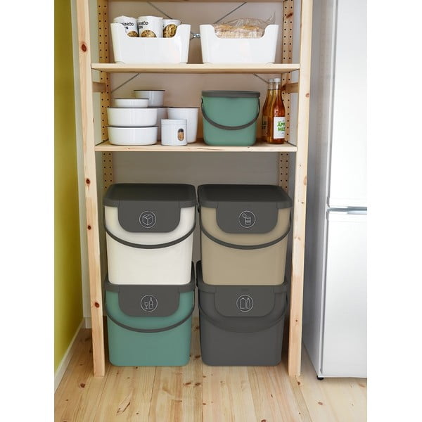 Kosz z plastiku z recyklingu na śmieci do segregacji 40 l Albula – Rotho-image-2