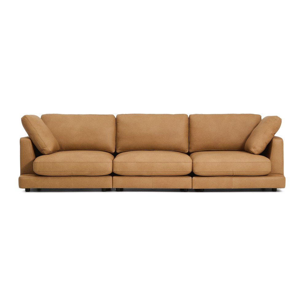 Brązowa skórzana sofa 300 cm Gala – Kave Home
