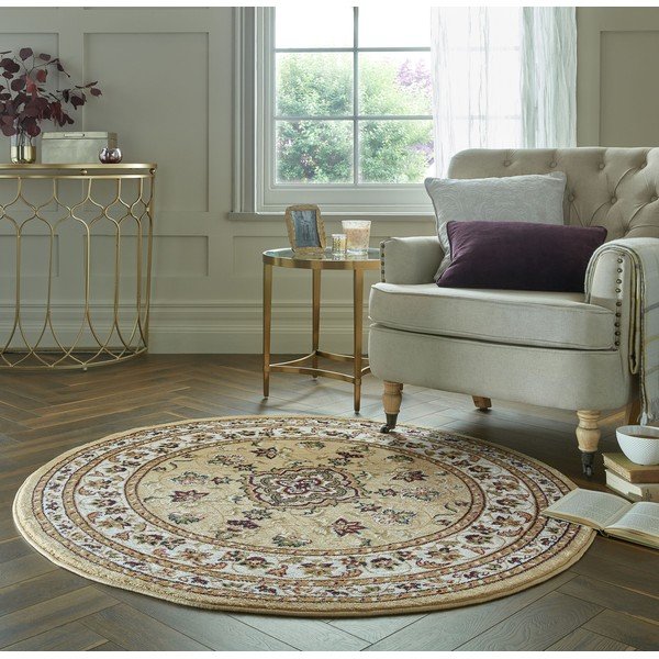 Beżowy okrągły dywan ø 133 cm Sherbone – Flair Rugs-image-1