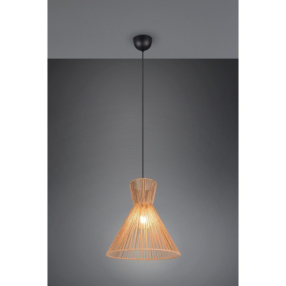 Metalowa lampa wisząca w naturalnym kolorze z kloszem plecionki papierowej ø 35 cm Rosalie – Reality (zdjęcie 3)