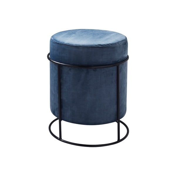 Niebieski tapicerowany puf Native Stack, ⌀ 37 cm-image-2