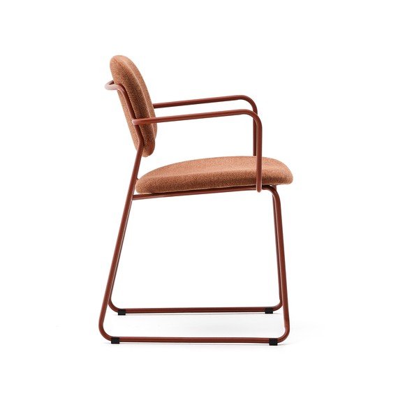 Metalowe krzesło z podłokietnikami w kolorze terakoty Meli – Kave Home-image-3