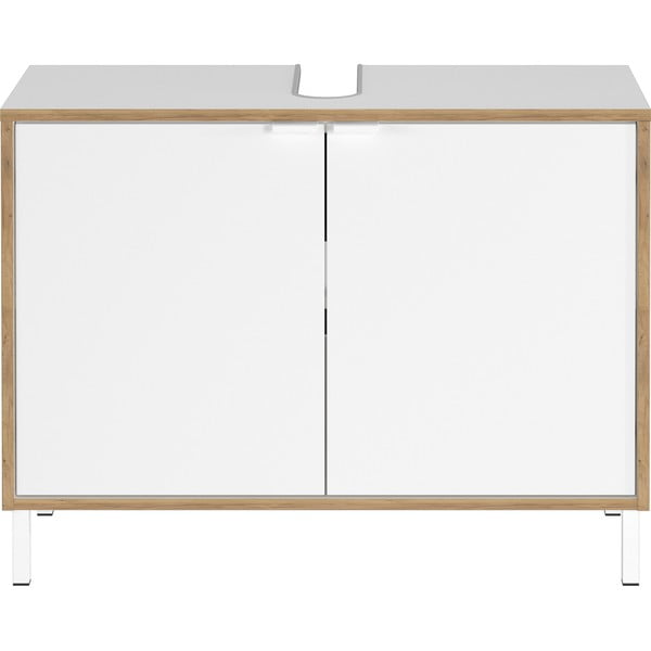 Biała wysoka szafka pod umywalkę 80x60 cm Topeka – Germania
