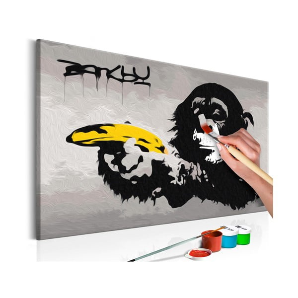 Zestaw płótna, farb i pędzli DIY Artgeist Banksy Street Art, 60x40 cm