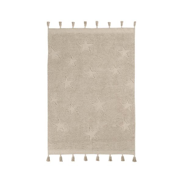 Beżowy bawełniany dywan dziecięcy tkany ręcznie odpowiedni do prania 120x175 cm Hippy Stars Natural – Lorena Canals
