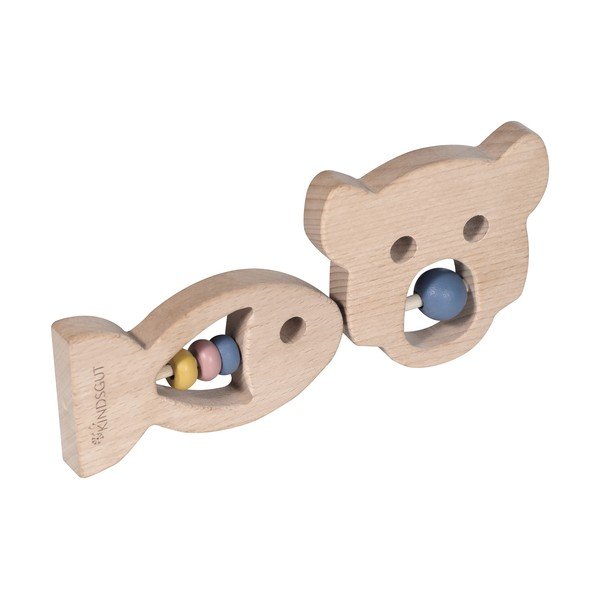 Zestaw 2 drewnianych gryzaków z grzechotką Kindsgut Ring-image-2