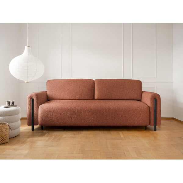 Rozkładana/ze schowkiem sofa z materiału bouclé w kolorze terakoty 244 cm Arcadova – ELTAP-image-1