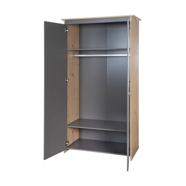 Antracytowo-naturalna szafa dziecięca w dekorze dębu 50x190x96 cm Anna – Roba-image-3