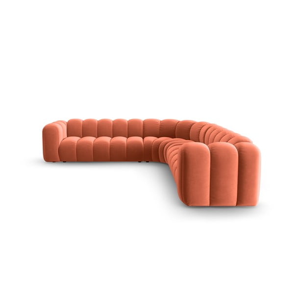 Różowy aksamitny narożnik modułowy Lupine – Micadoni -image-2