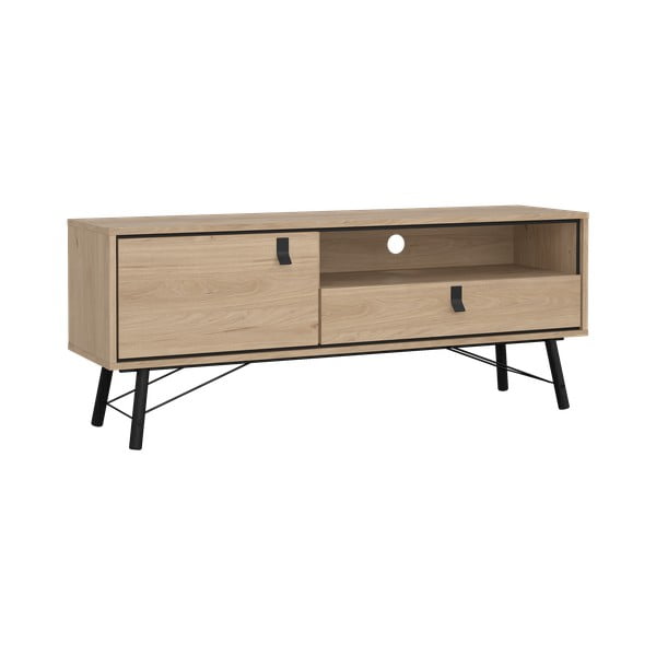 Szafka pod TV w dekorze dębu w naturalnym kolorze 150x60x40 cm Ry – Tvilum-image-2