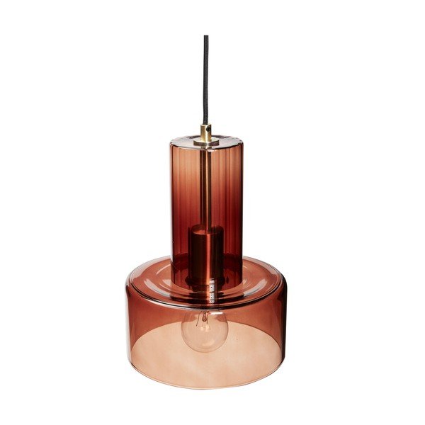 Brązowa lampa wisząca ze ściemniaczem i szklanym kloszem ø 20 cm Ripple – Hübsch-image-2