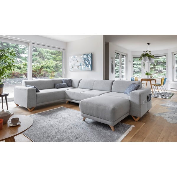 Jasnoszary rozkładany/ze schowkiem narożnik (lewostronny/w kształcie litery U) Classy Sophie – Miuform-image-3