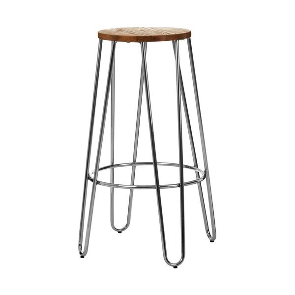 Hoker z litego drewna wiązu w kolorze srebra/w naturalnym kolorze (wysokość siedziska 75 cm) District – Premier Housewares-image-4