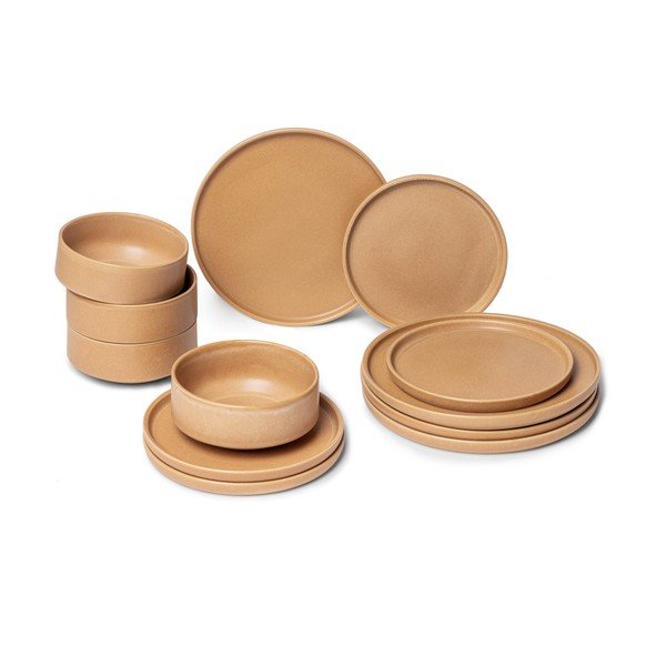 12-częściowy zestaw ceglastych naczyń z kamionki Bonami Selection Malia