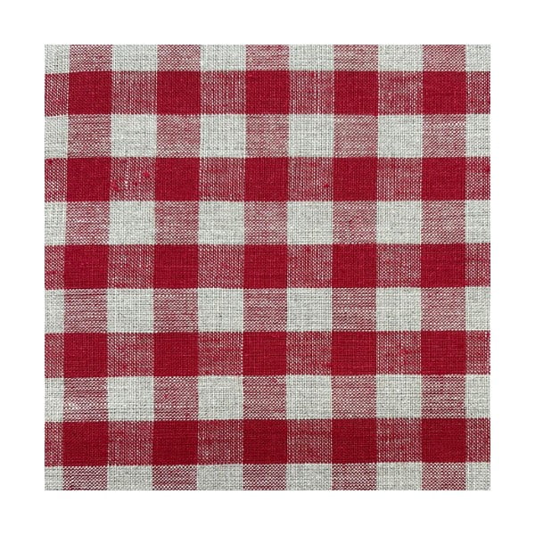 Czerwony lniany okrągły dywan pod choinkę ø 125 cm Red Gingham – Linen Tales-image-1