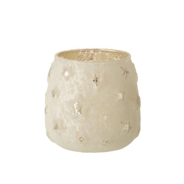 Biały szklany świąteczny świecznik J-Line Star