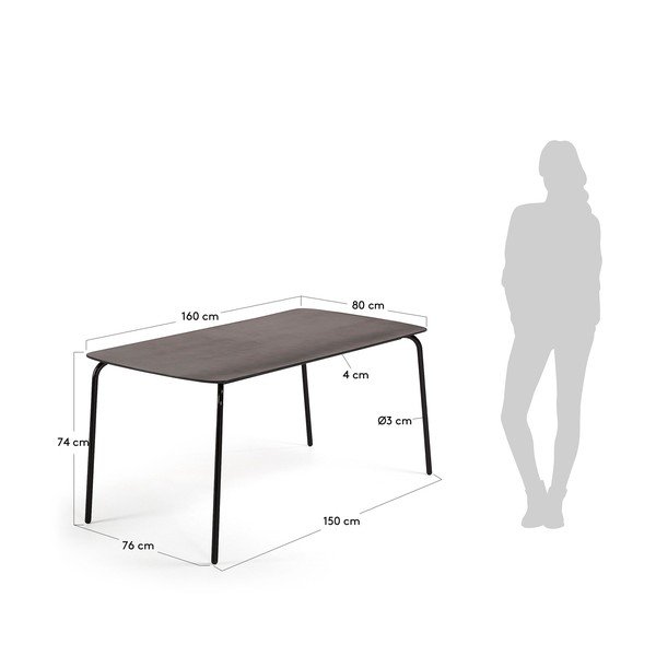 Czarny stół La Forma Tramp, 160x80 cm-image-4