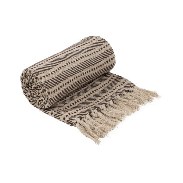 Brązowo-beżowy koc z mieszanki włókien z recyklingu 125x150 cm – Ixia