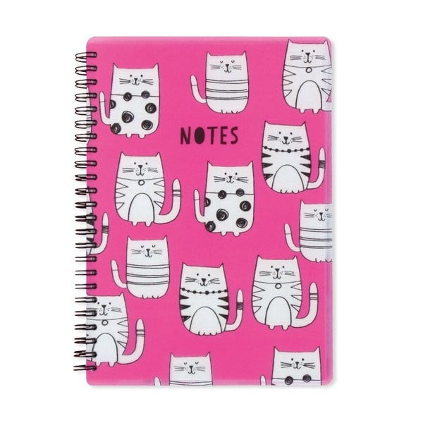 Notes A5 Go Stationery Cats Pink
