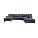 Antracytowa rozkładana sofa w kształcie litery "U" Miuform Charming Charlie, prawostronna