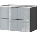 Szara wisząca szafka z umywalką z połyskiem 81x61 cm Vasio – Germania