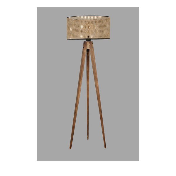 Brązowa lampa stojąca z tekstylnym kloszem (wysokość 153 cm) Tripod – Opviq lights-image-1