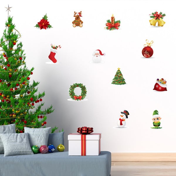 Zestaw 12 naklejek świątecznych Ambiance Christmas wall