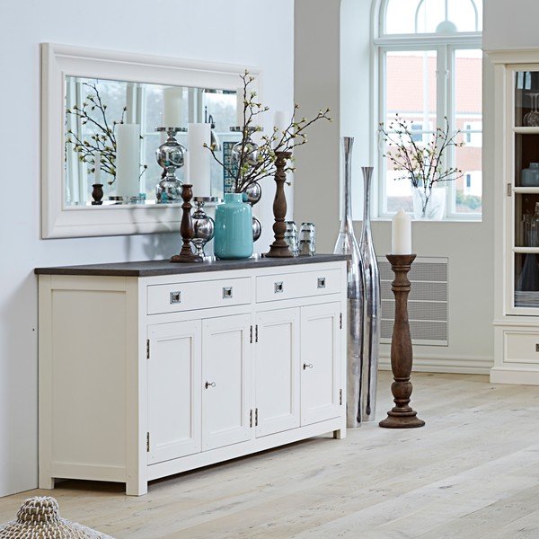 4-drzwiowa biała komoda z 2 szufladami Canett Skagen Sideboard-image-1