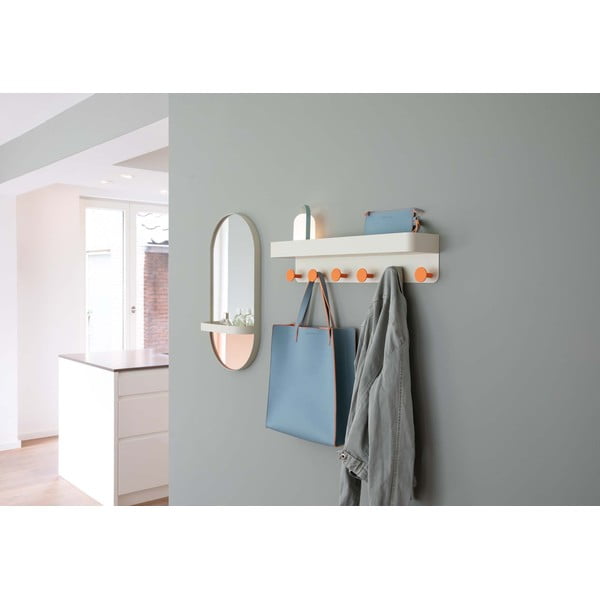 Beżowy metalowy wieszak ścienny z półką – Remember-image-2