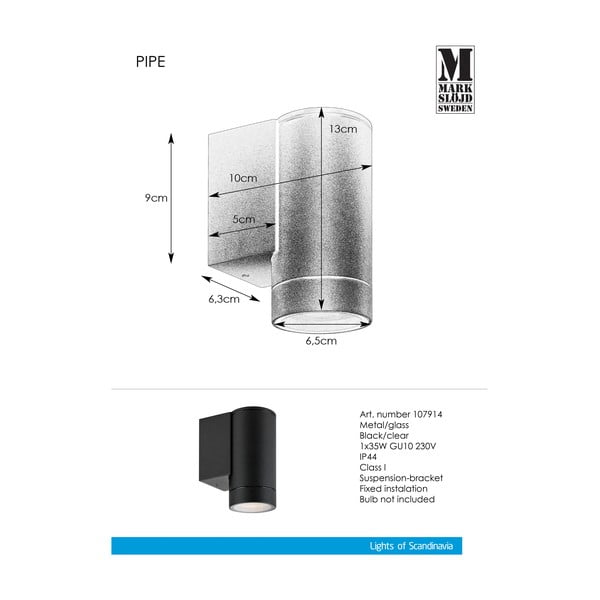 Kinkiet zewnętrzny (wysokość 13 cm) Pipe – Markslöjd-image-2