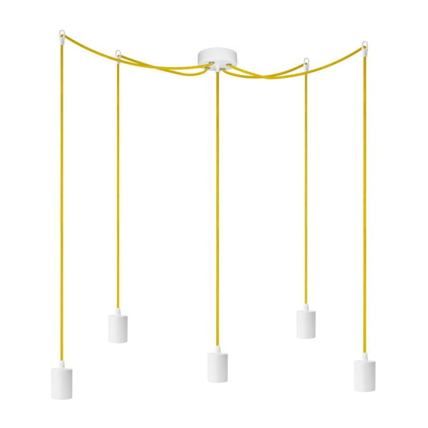 Lampa wisząca z 5 żółtymi kablami a bílými objímkami Bulb Attack Cero