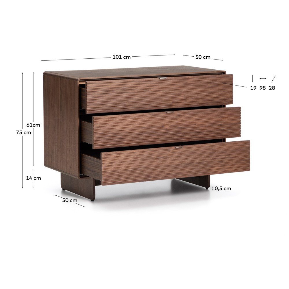 Komoda w dekorze orzecha w ciemnym naturalnym kolorze 101x75x50 cm Norlen – Kave Home (zdjęcie 8)
