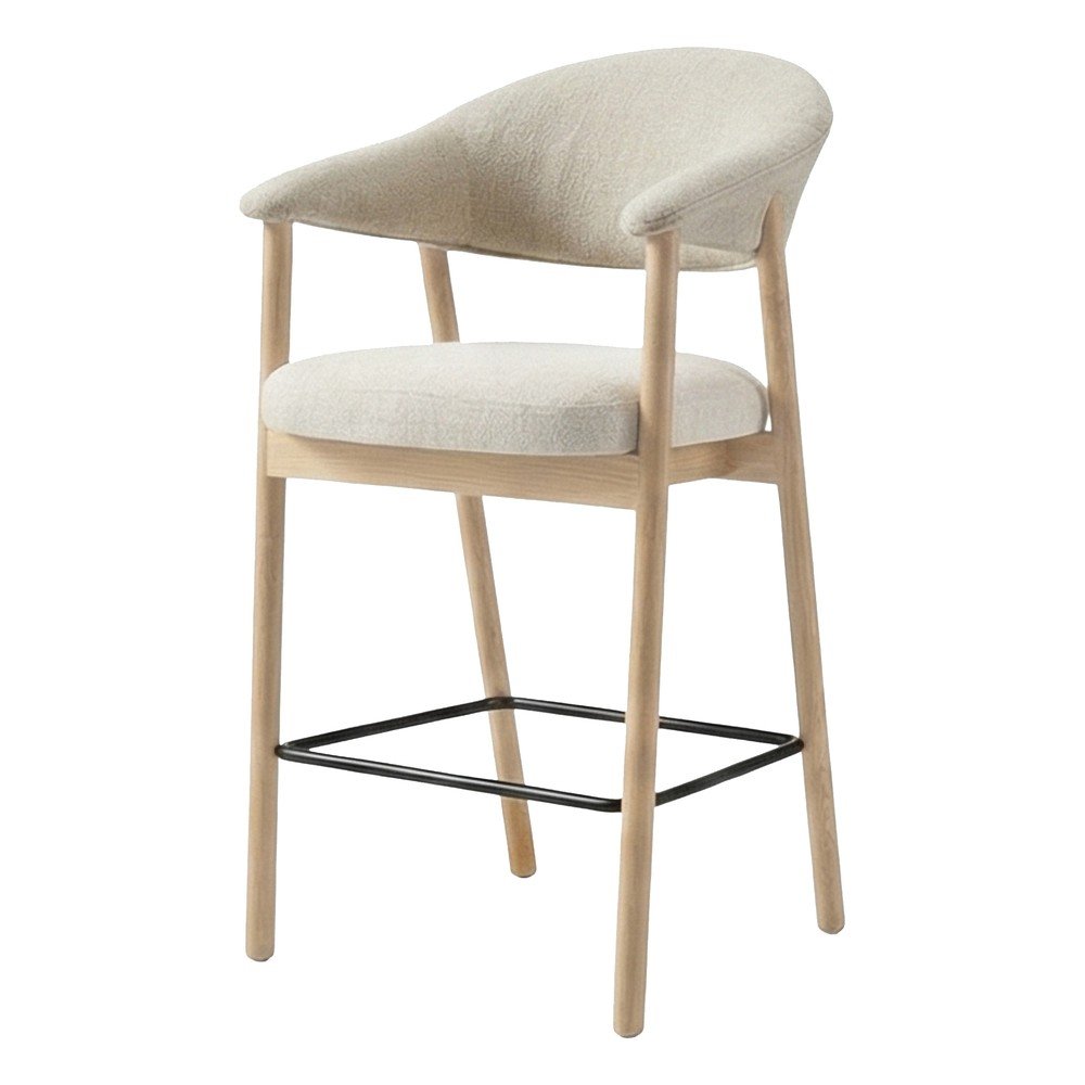Kremowy/w naturalnym kolorze tapicerowany hoker z podłokietnikami (wysokość siedziska 67 cm) Elk – Unique Furniture
