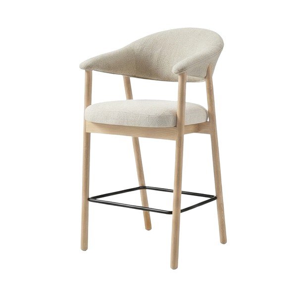 Kremowy/w naturalnym kolorze tapicerowany hoker z podłokietnikami (wysokość siedziska 67 cm) Elk – Unique Furniture