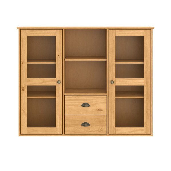 Witryna z litego drewna sosnowego w jasnym naturalnym kolorze 127x100x30 cm Edith – Støraa