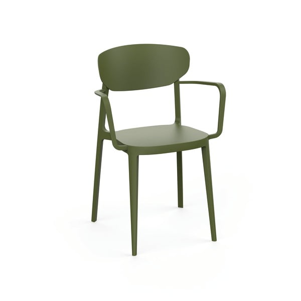 Ciemnozielone plastikowe krzesło ogrodowe Mare – Rojaplast