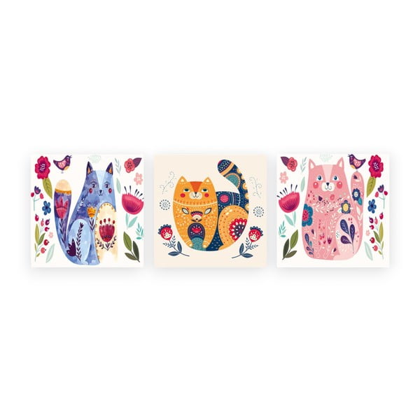 Obrazki dziecięce zestaw 3 szt. 30x30 cm Cats – Wallity