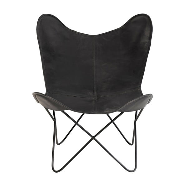 Czarny skórzany fotel butterfly sømcasa Farfalla-image-2