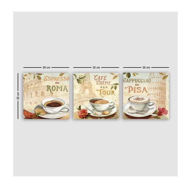 Obrazy zestaw 3 szt. 30x30 cm Italy – Wallity-image-2