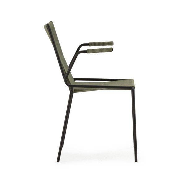 Zielone metalowe krzesła zestaw z podłokietnikami/sztaplowane 2 szt. Emily – Marckeric-image-4