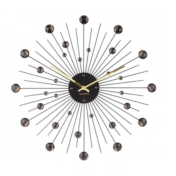 Zegar ścienny z czarnego kryształu Karlsson Sunburst